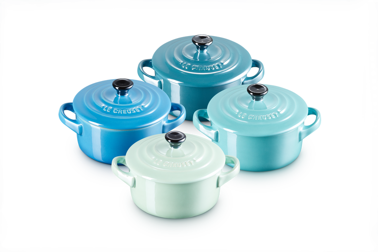Set de 4 mini cocottes Metallics Blue de cerámica de gres Le Creuset ES