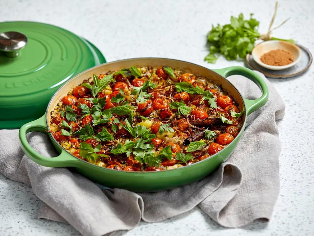 Koshari de canela y tomates cherri