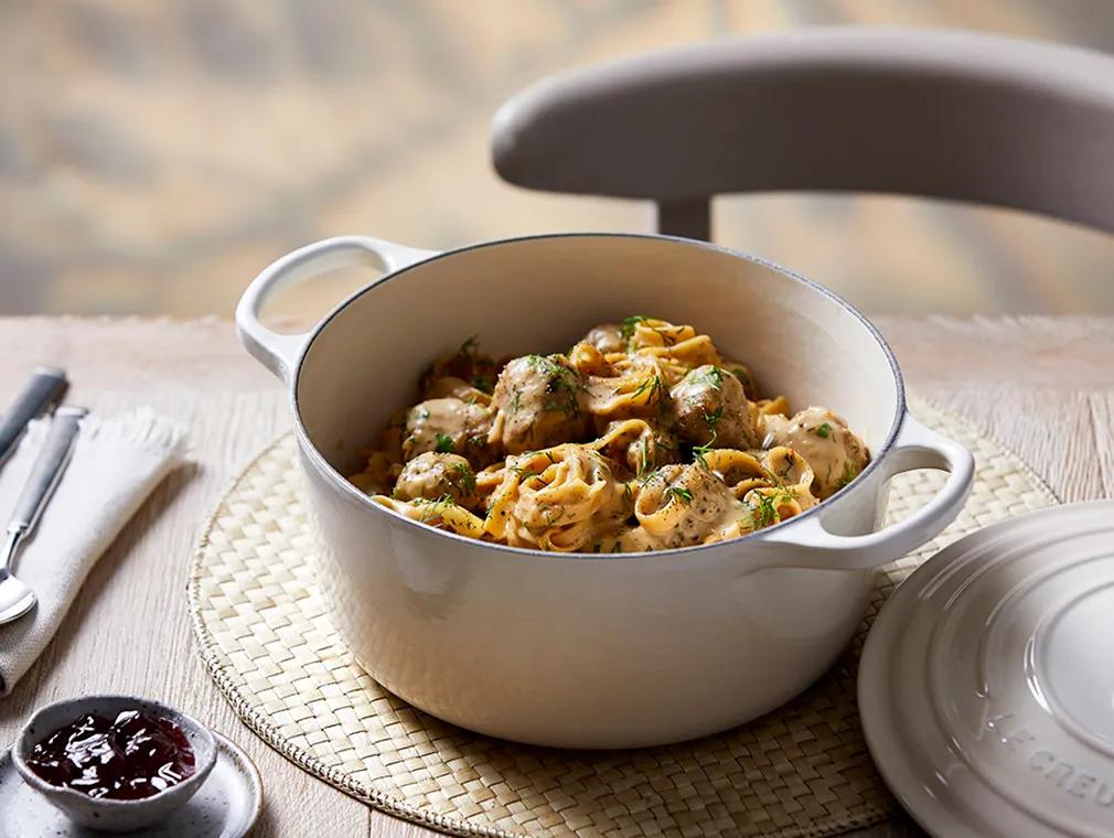 Albóndigas de cerdo a la escandinava con tagliatelle