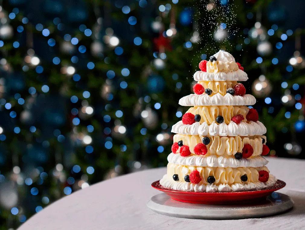 Pavlova Árbol de Navidad, inspirado en la Eton Mess