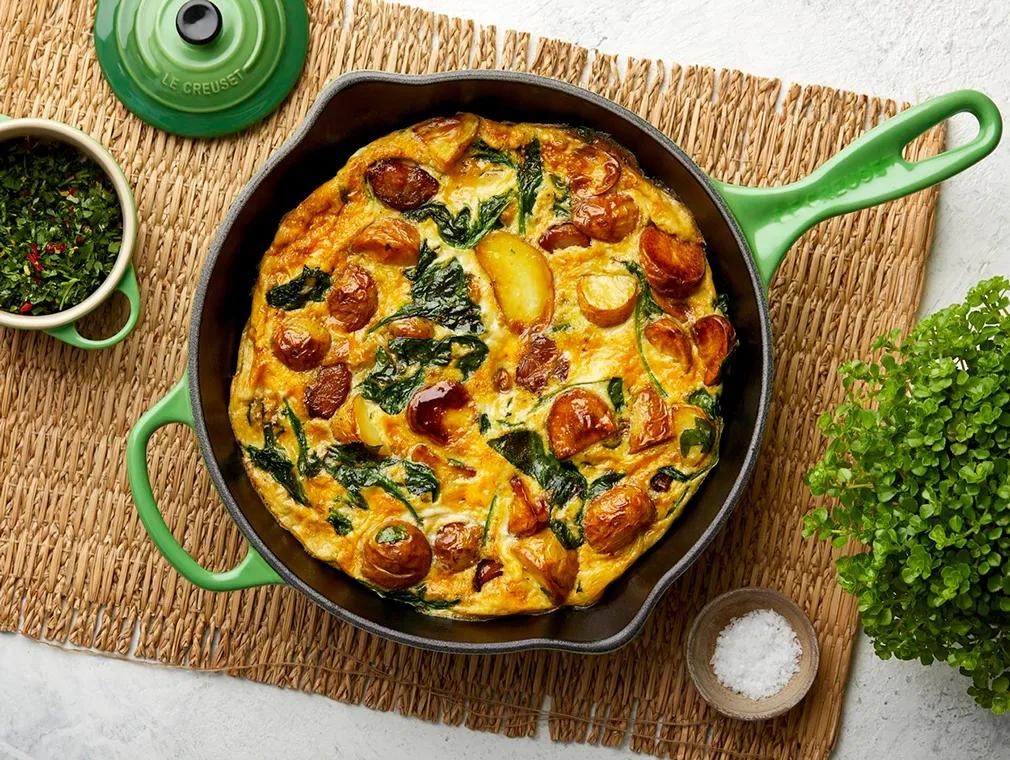 Frittata de ajo confitado con gremolata